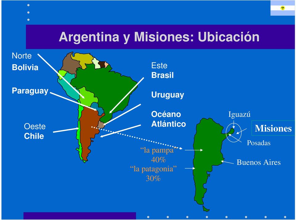 Uruguay Océano Atlántico la pampa 40% la