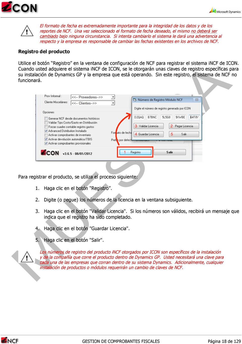 Registr del prduct Utilice el btón Registr en la ventana de cnfiguración de NCF para registrar el sistema incf de ICON.