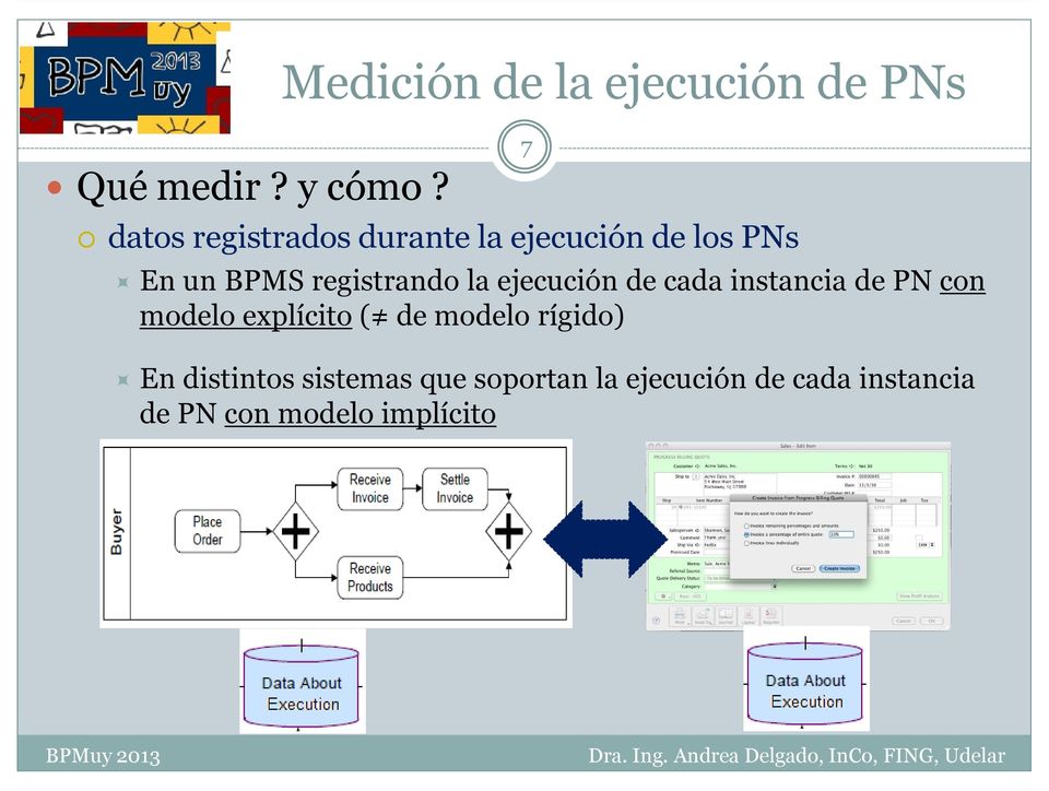 los PNs 7 En un BPMS registrando la ejecución de cada instancia de PN con