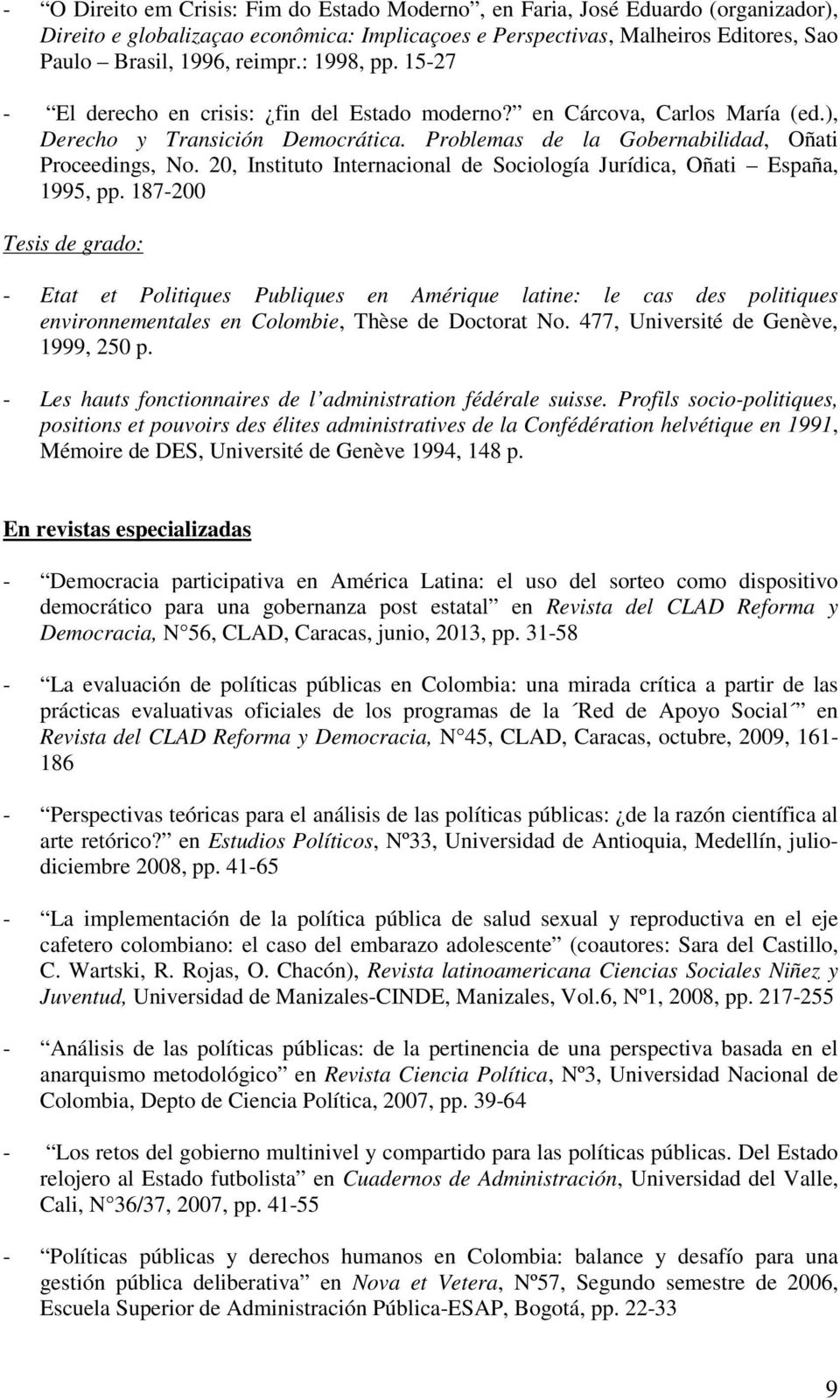 20, Instituto Internacional de Sociología Jurídica, Oñati España, 1995, pp.