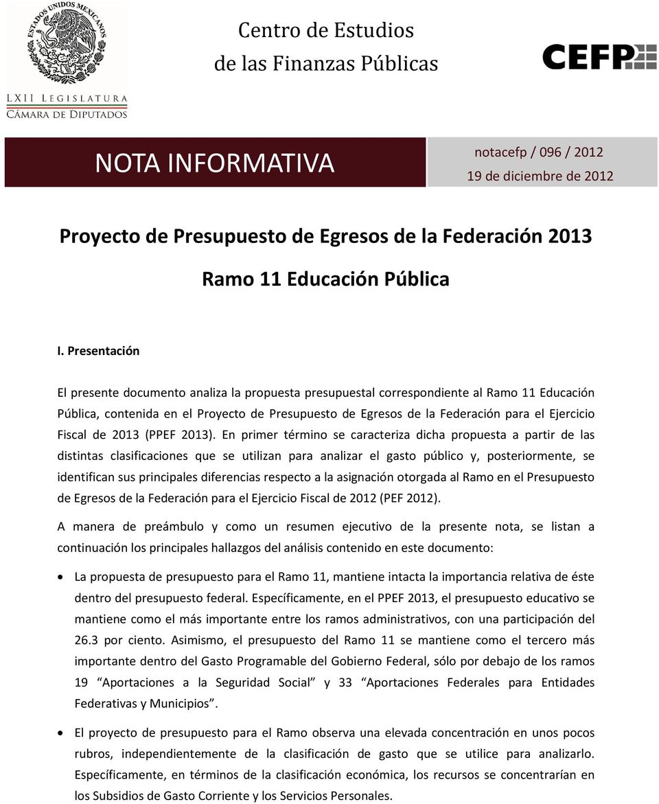 Ejercicio Fiscal de 2013 (PPEF 2013).