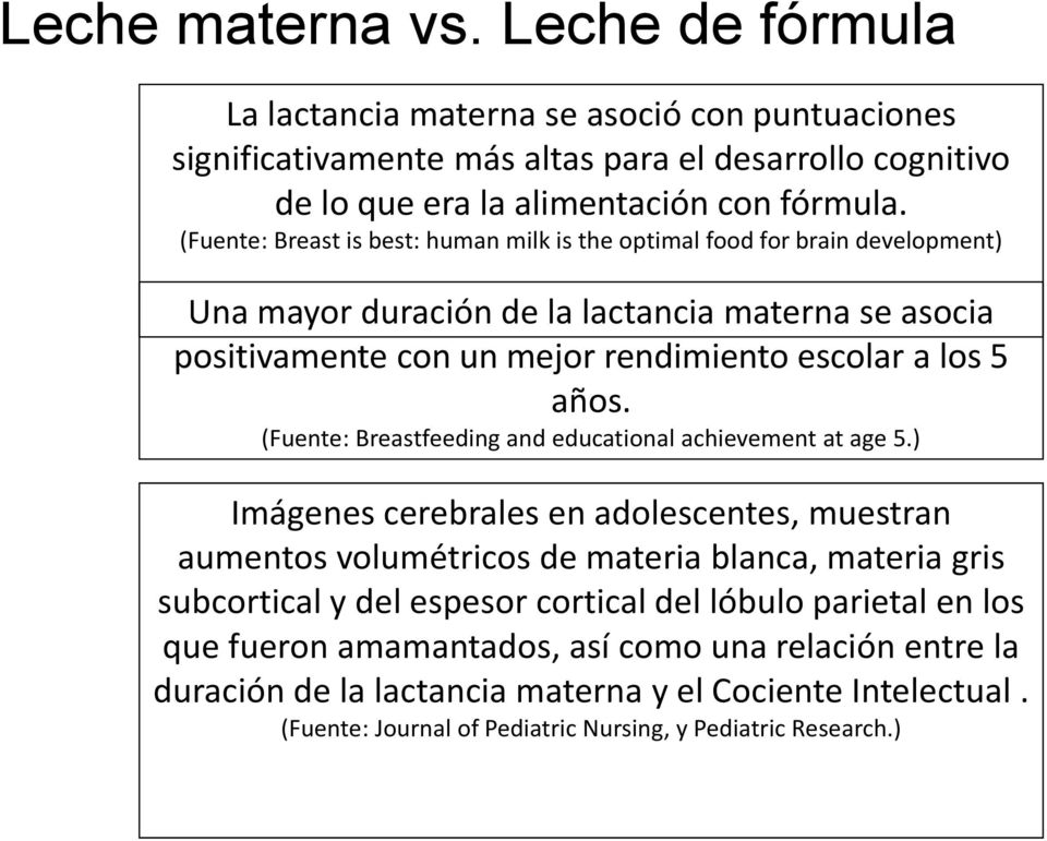 (Fuente: Breastfeeding and educational achievement at age 5.
