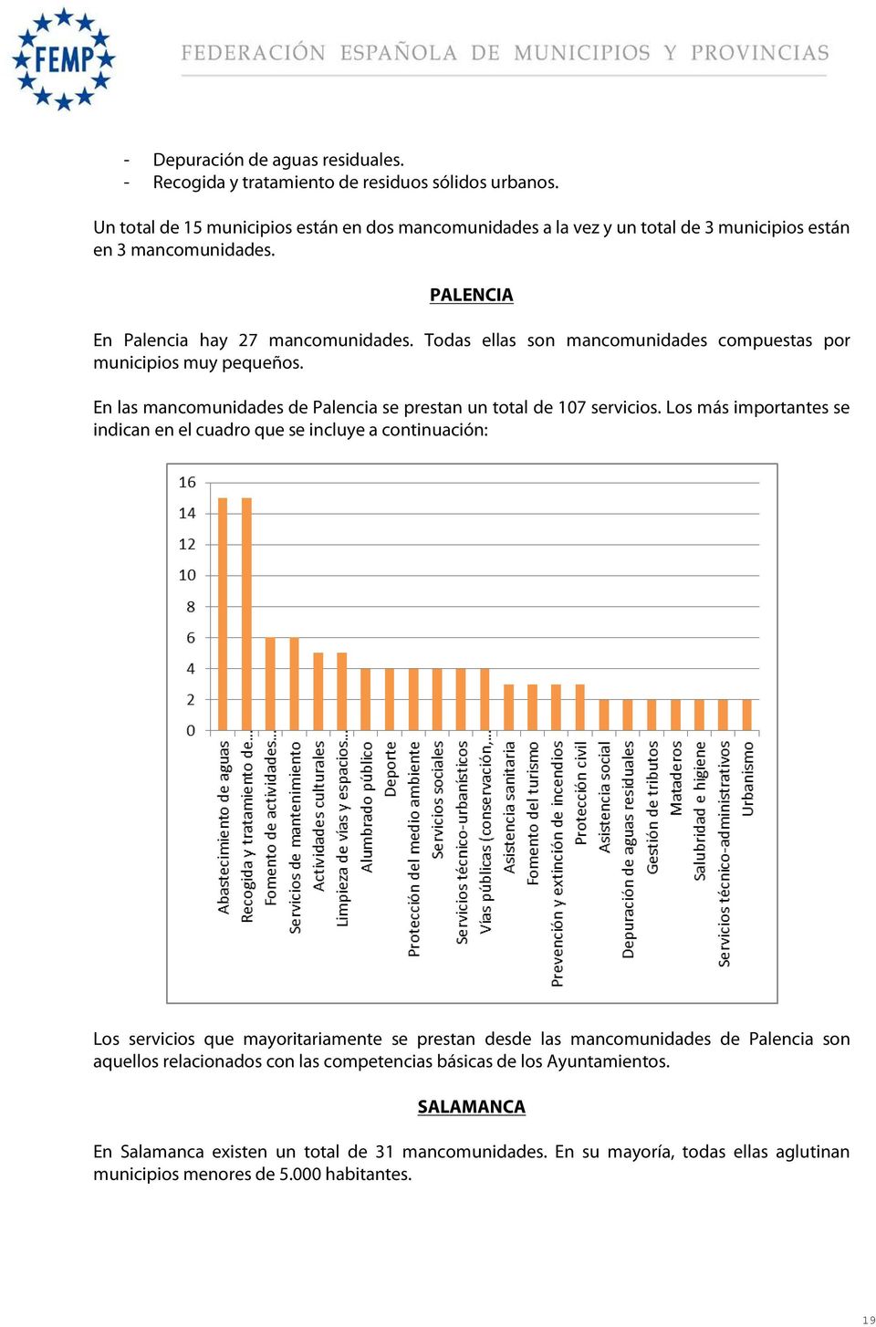 Todas ellas son mancomunidades compuestas por municipios muy pequeños. En las mancomunidades de Palencia se prestan un total de 107 servicios.