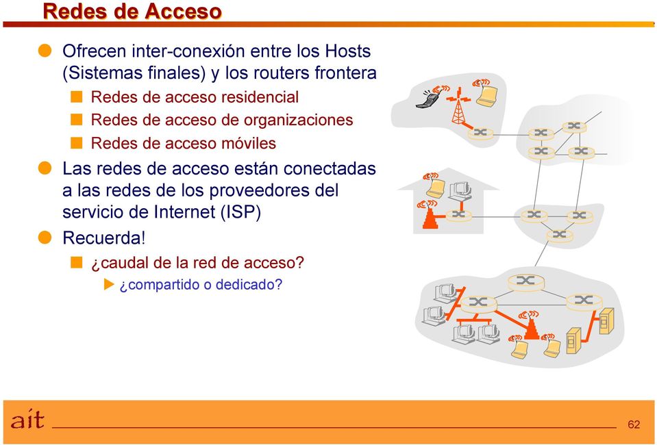 de acceso móviles Las redes de acceso están conectadas a las redes de los proveedores