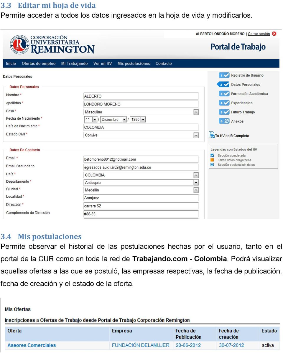 portal de la CUR como en toda la red de Trabajando.com - Colombia.