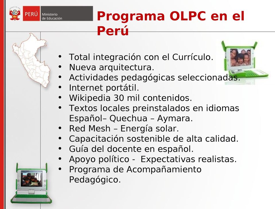 Textos locales preinstalados en idiomas Español Quechua Aymara. Red Mesh Energía solar.