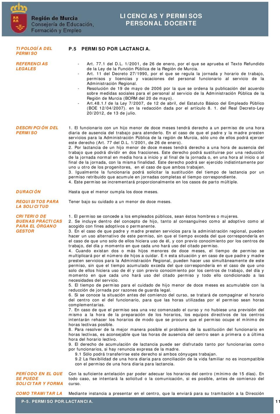 - Resolución de 19 de mayo de 2006 por la que se ordena la publicación del acuerdo sobre medidas sociales para el personal al servicio de la Administración Pública de la Región de Murcia (BORM del 20