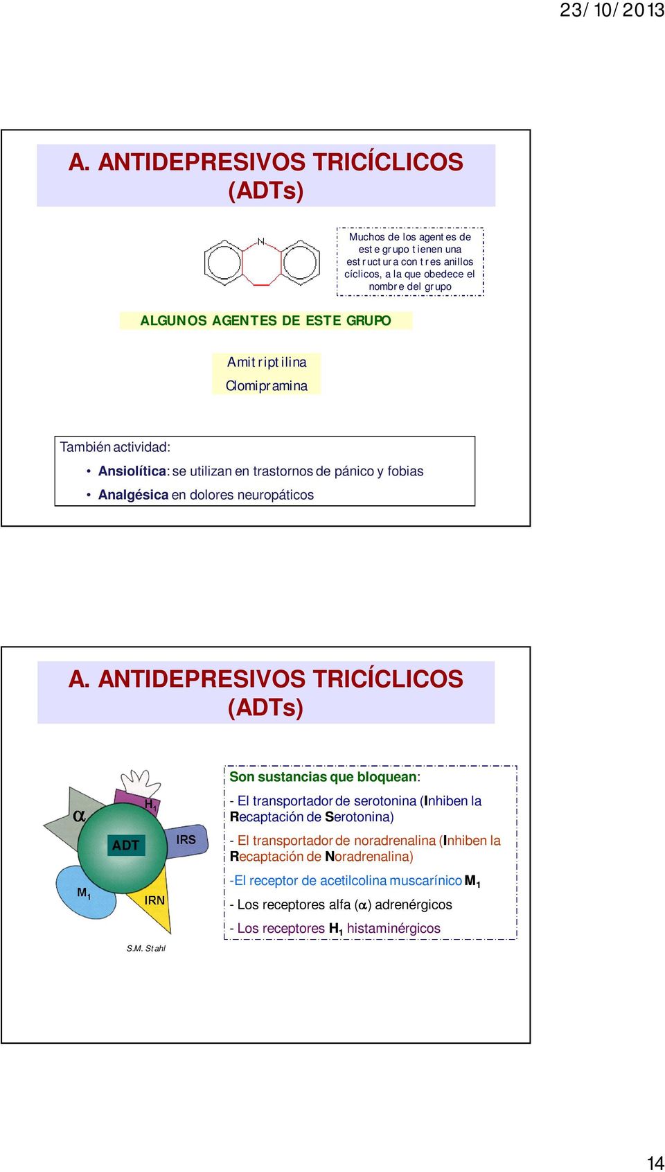 ANTIDEPRESIVOS TRICÍCLICOS (ADTs) ADT S.M.