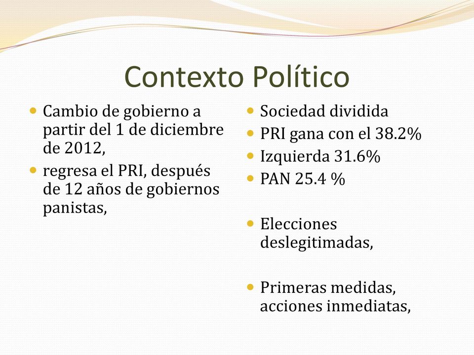 panistas, Sociedad dividida PRI gana con el 38.2% Izquierda 31.