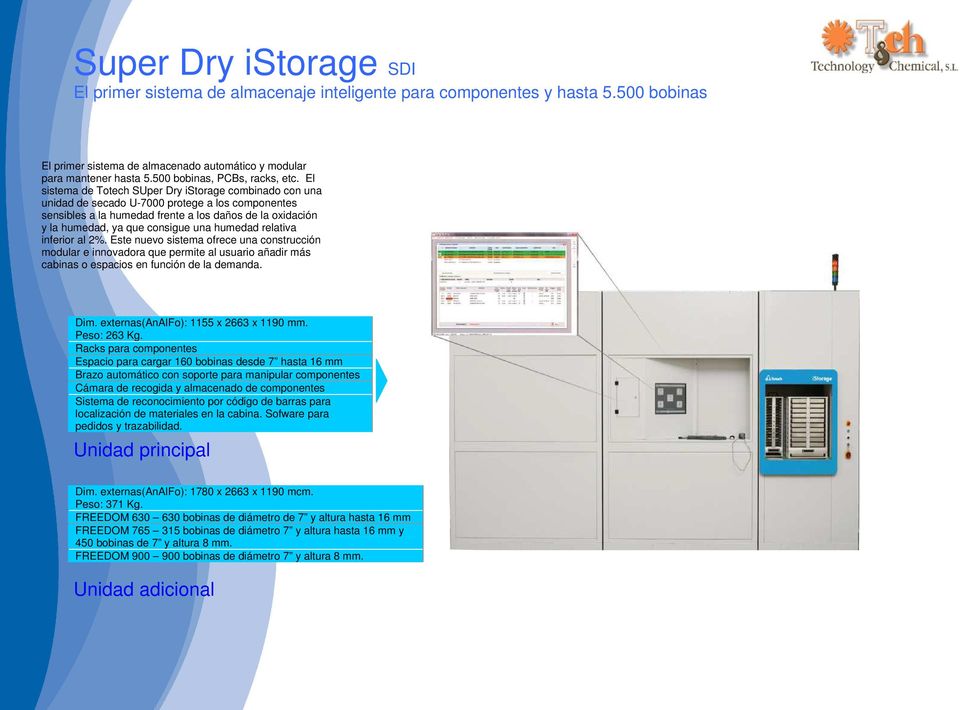 El sistema de Totech SUper Dry istorage combinado con una unidad de secado U-7000 protege a los componentes sensibles a la humedad frente a los daños de la oxidación y la humedad, ya que consigue una