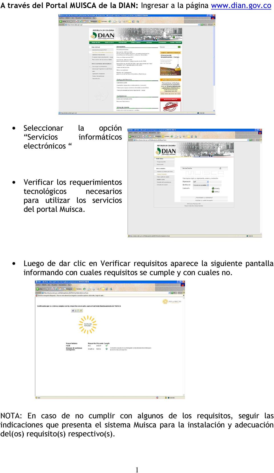 servicios del portal Muisca.