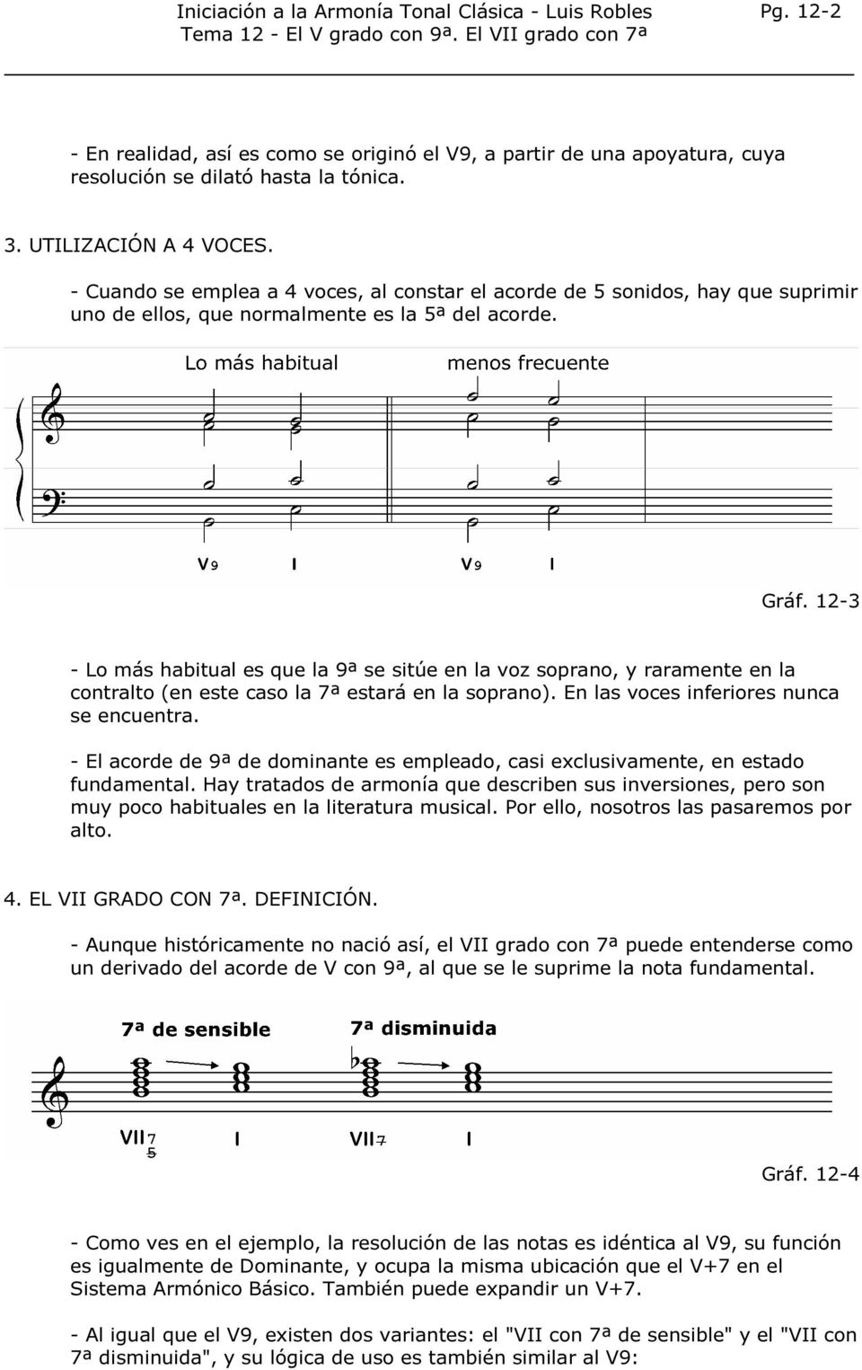 12-3 - Lo más habitual es que la 9ª se sitúe en la voz soprano, y raramente en la contralto (en este caso la 7ª estará en la soprano). En las voces inferiores nunca se encuentra.