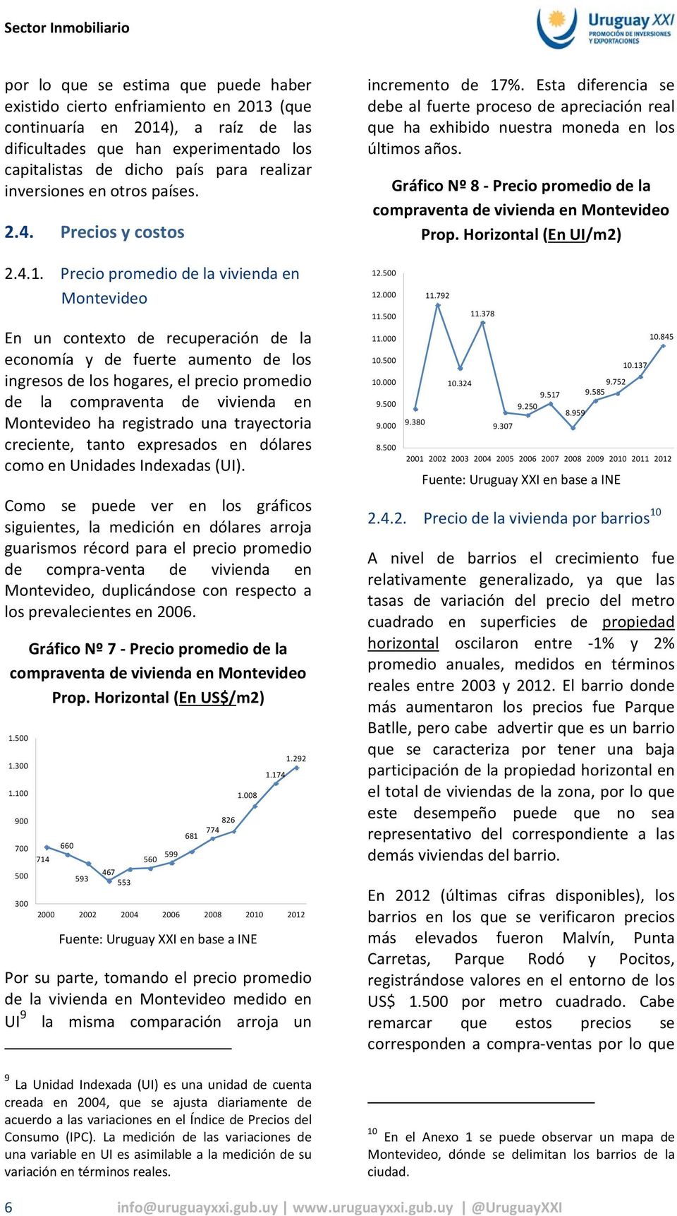 Precio promedio de la vivienda en Montevideo En un contexto de recuperación de la economía y de fuerte aumento de los ingresos de los hogares, el precio promedio de la compraventa de vivienda en