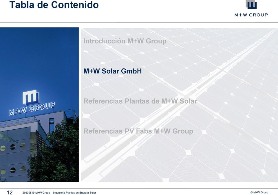 Solar Referencias PV Fabs M+W Group 12