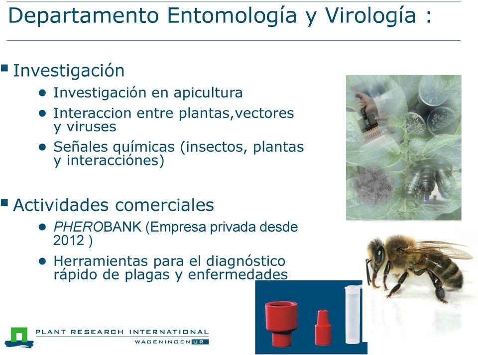 (insectos, plantas y interacciónes) Actividades comerciales PHEROBANK