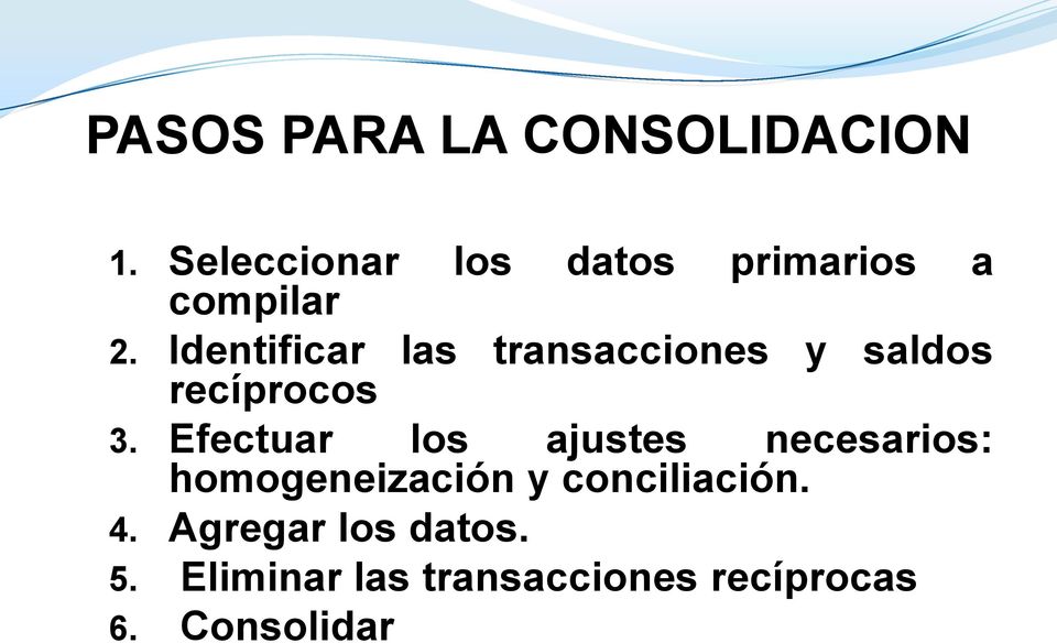 Identificar las transacciones y saldos recíprocos 3.