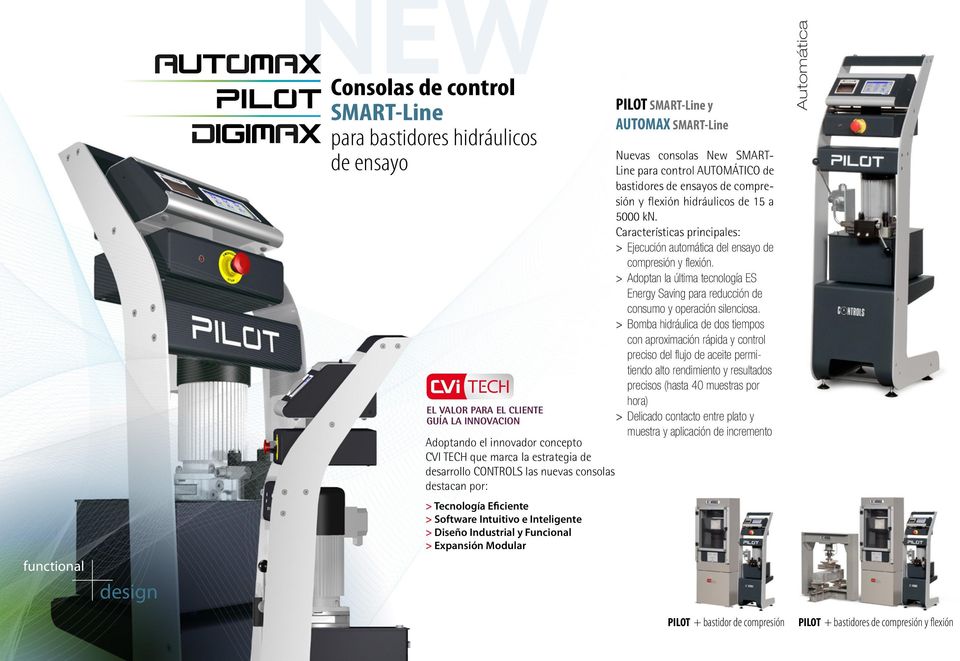 SMART- Line para control AUTOMÁTICO de bastidores de ensayos de compresión y flexión hidráulicos de 15 a 5000 kn.