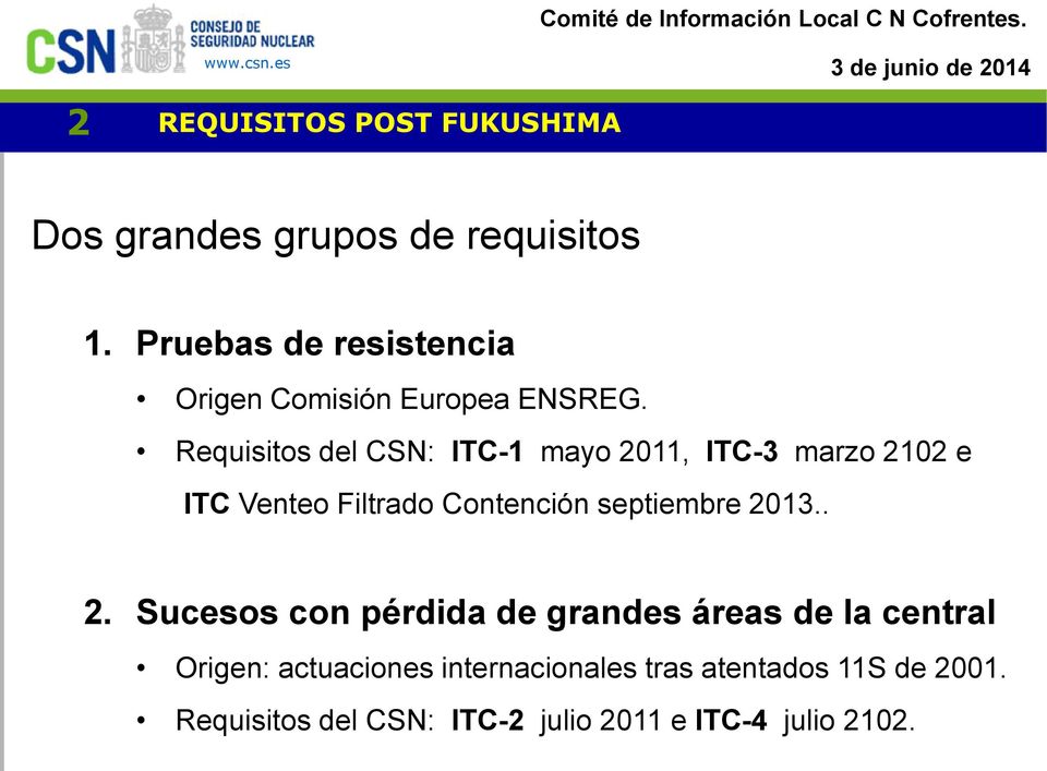 Requisits del CSN: ITC-1 may 20