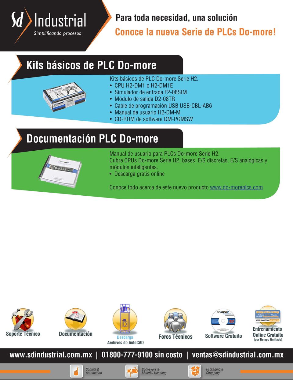 Manual de usuario H2-DM-M CD-ROM de software DM-PGMSW Manual de usuario para PLCs Do-more Serie H2.