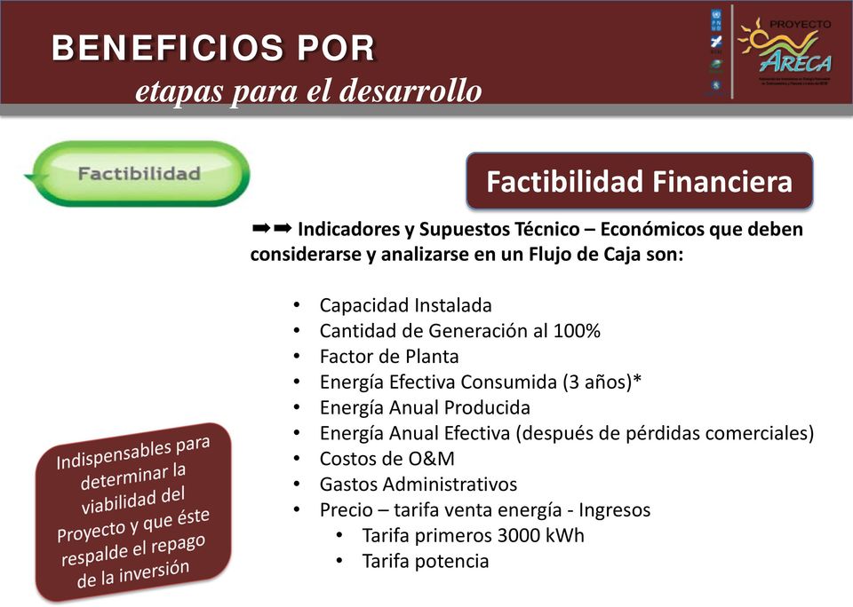 Consumida (3 años)* Energía Anual Producida Energía Anual Efectiva (después de pérdidas comerciales) Costos