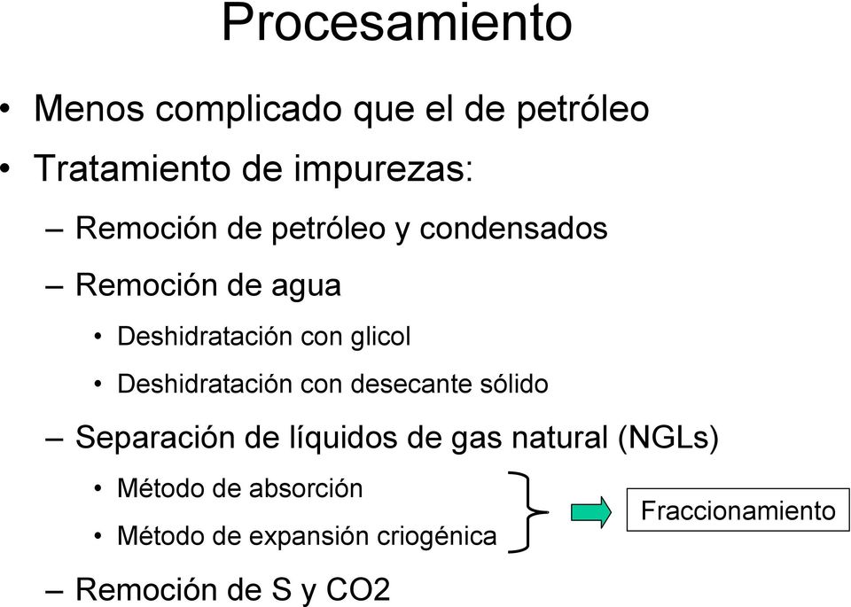 Deshidratación con desecante sólido Separación de líquidos de gas natural (NGLs)