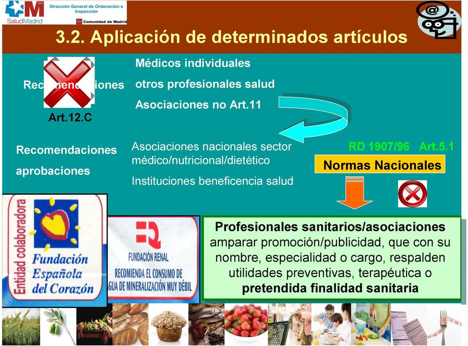 11 Asociaciones nacionales sector médico/nutricional/dietético Instituciones beneficencia salud RD 1907/96 Art.5.