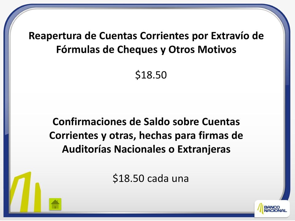 50 Confirmaciones de Saldo sobre Cuentas Corrientes y