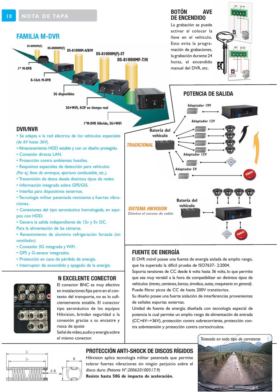 potencia de Salida dvr/nvr móvil Se adapta a la red eléctrica de los vehículos especiales (de 6V hasta 36V). Almacenamiento HDD estable y con un diseño protegido. Conexión directa LAN.