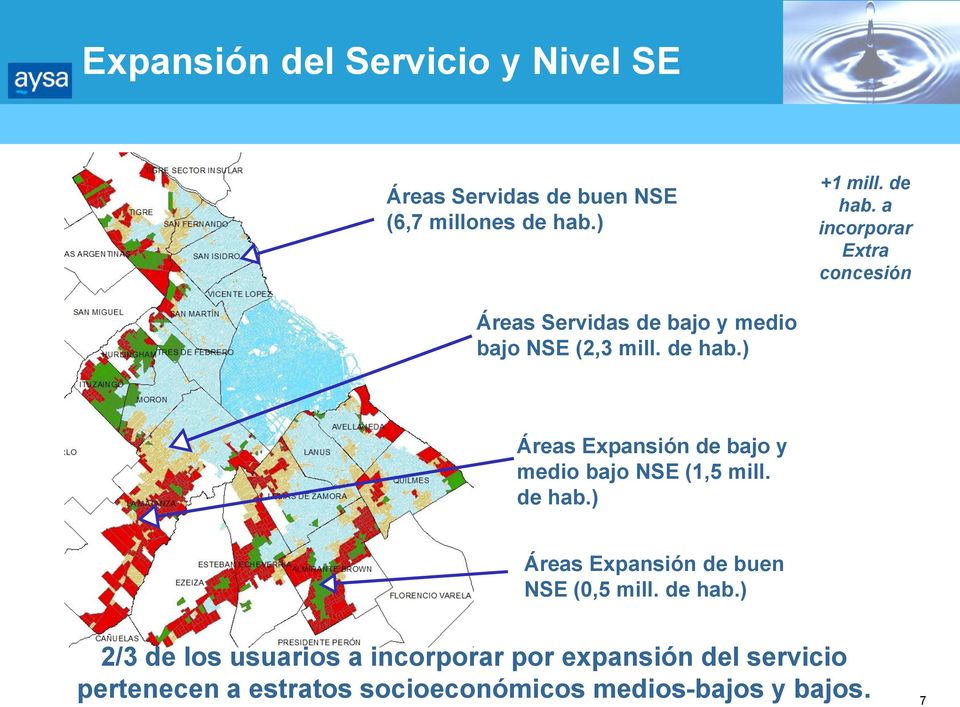 de hab.) Áreas Expansión de bajo y medio bajo NSE (1,5 mill. de hab.