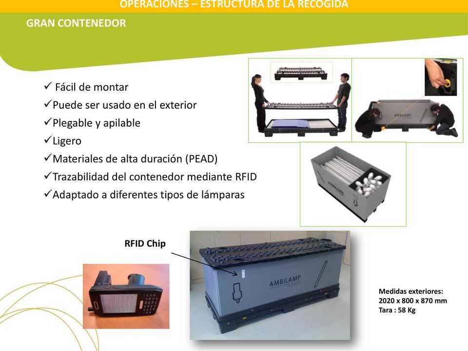 duración (PEAD) Trazabilidad del contenedor mediante RFID Adaptado a