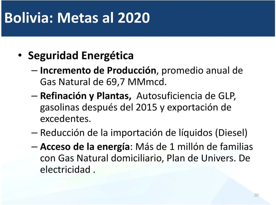 Refinación y Plantas, Autosuficiencia de GLP, gasolinas después del 2015 y exportación de