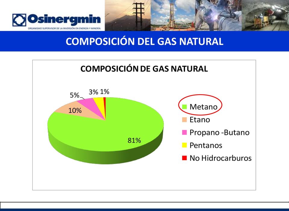 10% 3% 1% 81% Metano Etano