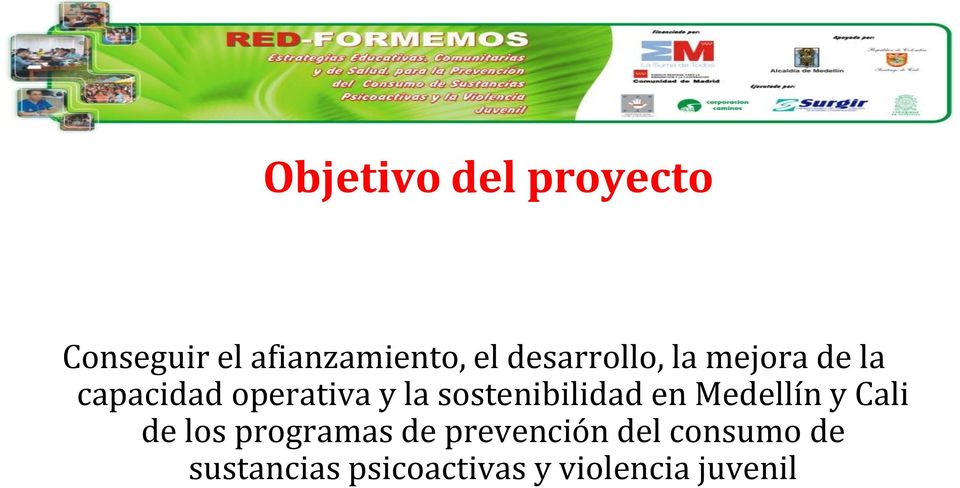 sostenibilidad en Medellín y Cali de los programas de