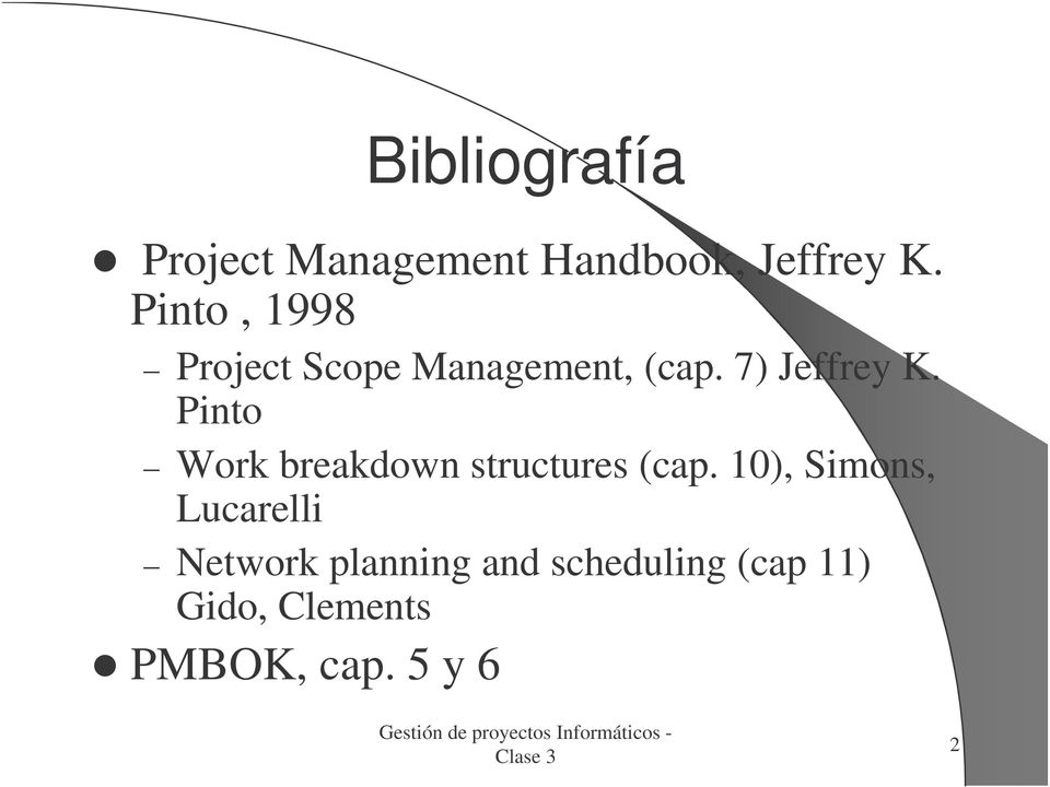 Pinto Work breakdown structures (cap.