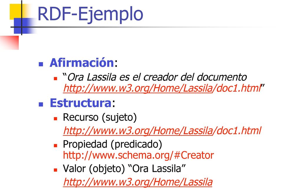 html Estructura: Recurso (sujeto) html Propiedad (predicado) http://www.