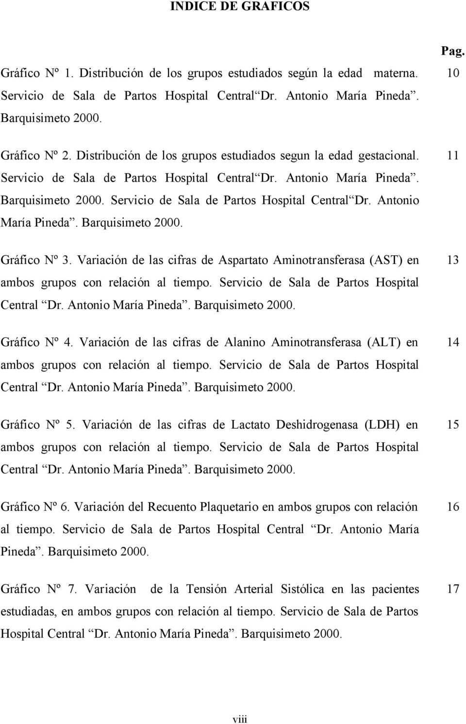 Servicio de Sala de Partos Hospital Central Dr. Antonio María Pineda. Barquisimeto 2000. Gráfico Nº 3.