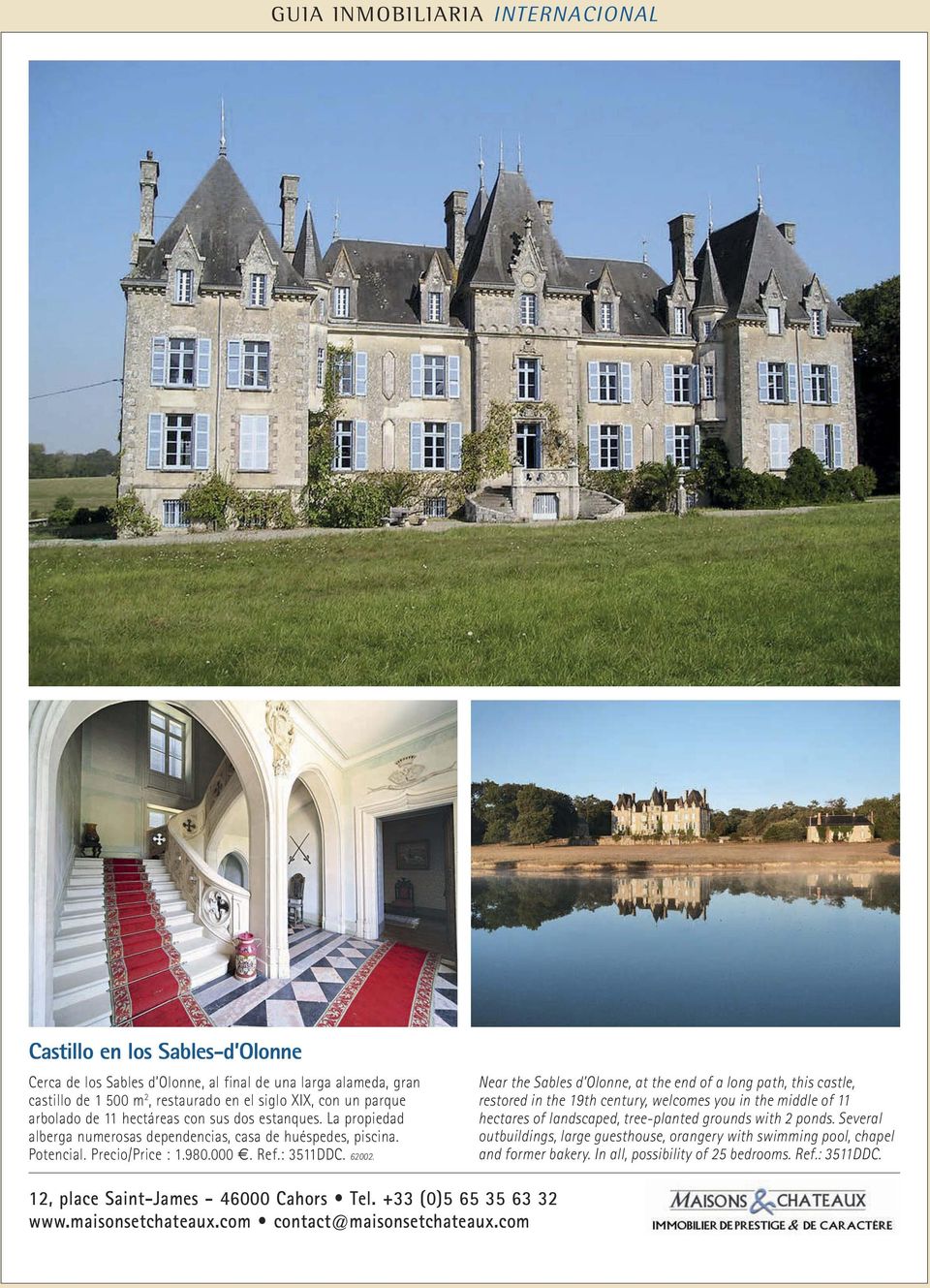 Near the Sables d Olonne, at the end of a long path, this castle, restored in the 19th century, welcomes you in the middle of 11 hectares of landscaped, tree-planted grounds with 2 ponds.