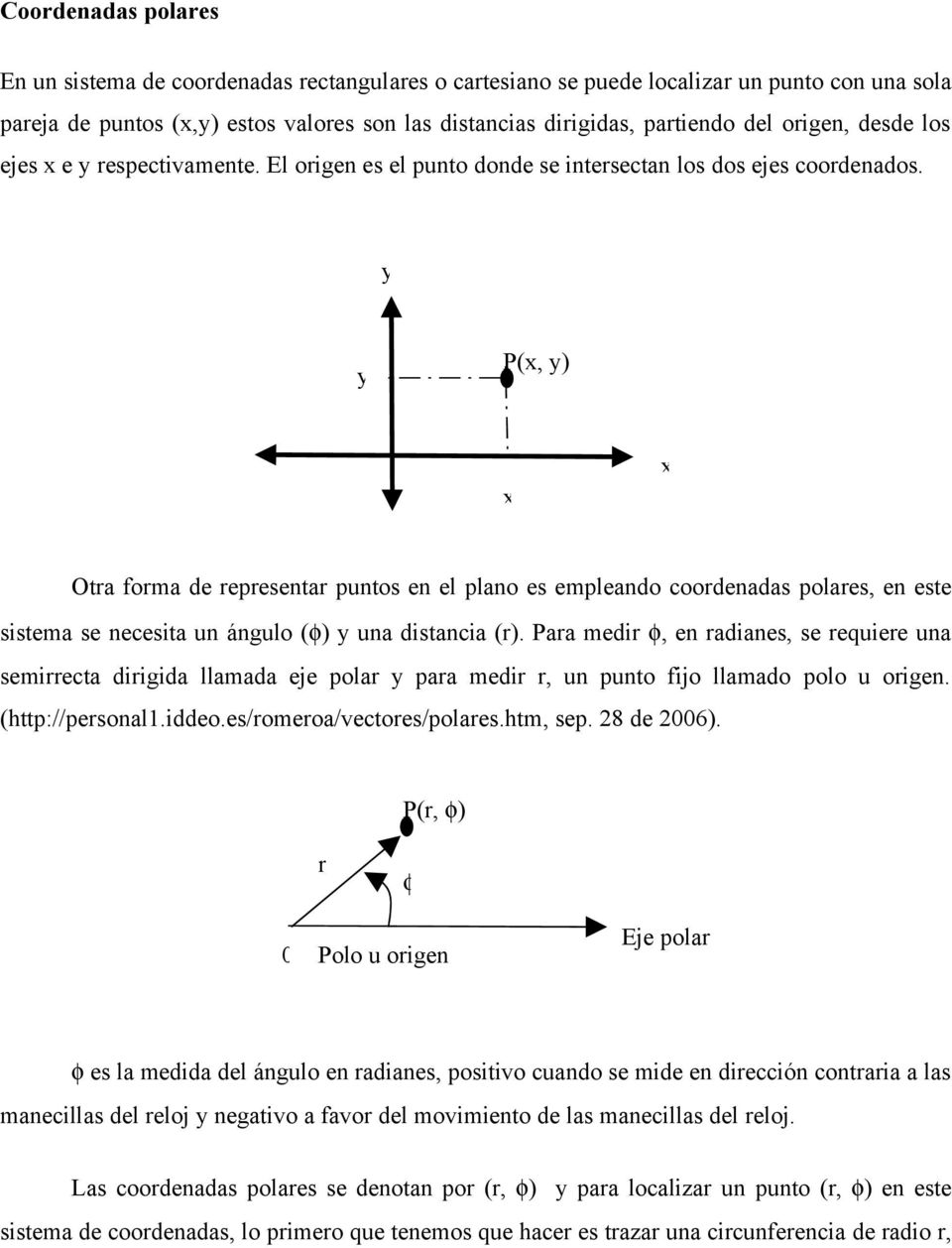 P(, ) Ota foma de epesenta puntos en el plano es empleando coodenadas polaes, en este sistema se necesita un ángulo () una distancia ().