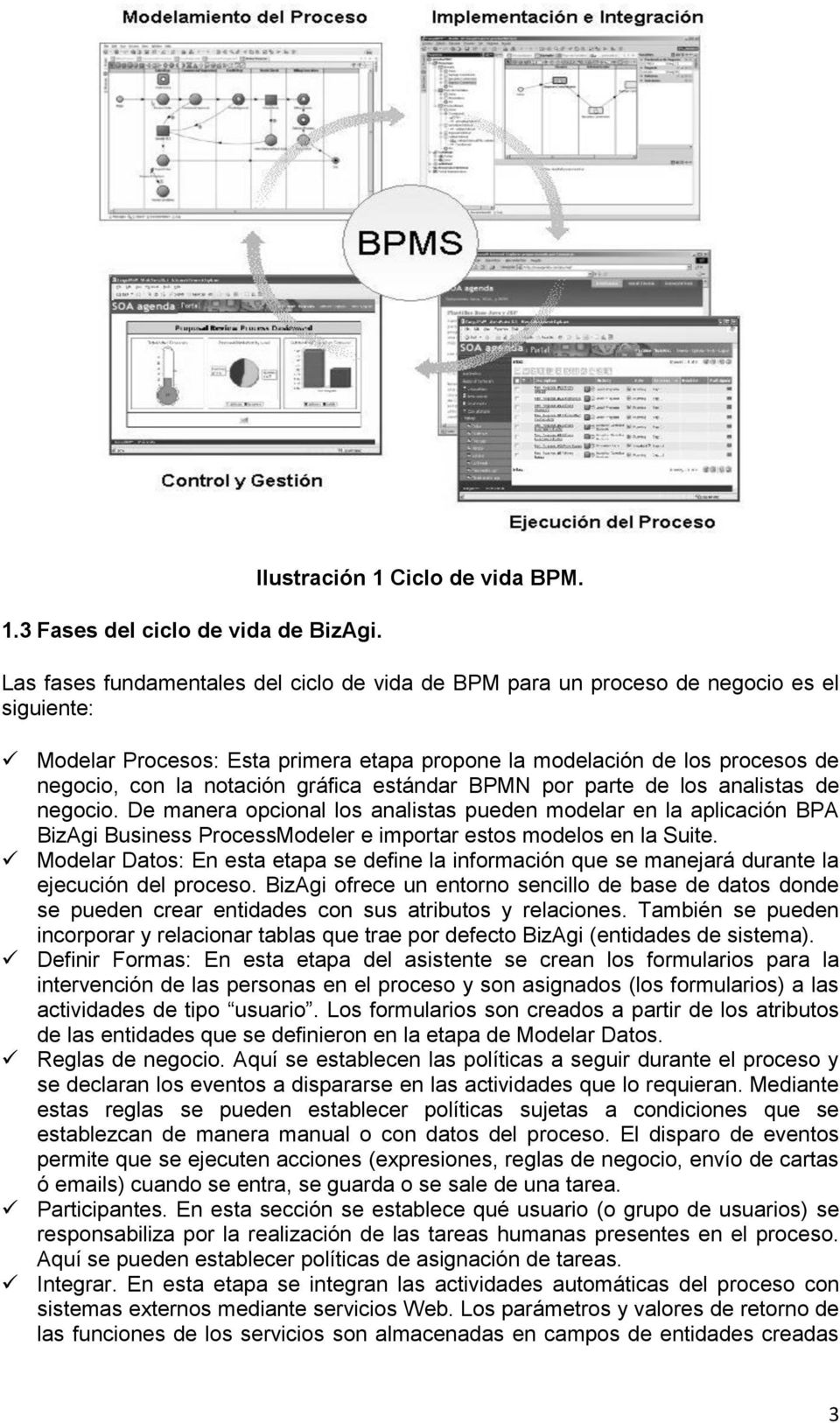 gráfica estándar BPMN por parte de los analistas de negocio. De manera opcional los analistas pueden modelar en la aplicación BPA BizAgi Business ProcessModeler e importar estos modelos en la Suite.