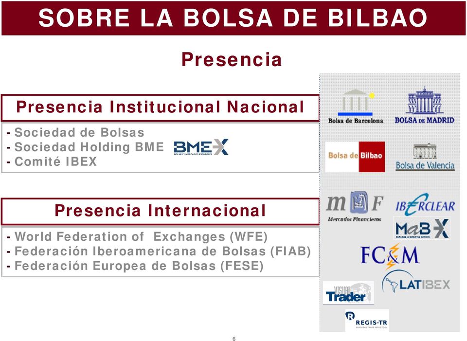 Internacional - World Federation of Exchanges (WFE) - Federación