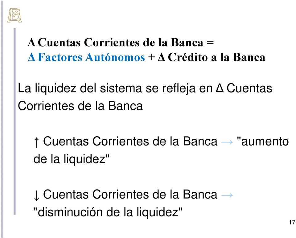 Corrientes de la Banca "aumento de la liquidez"