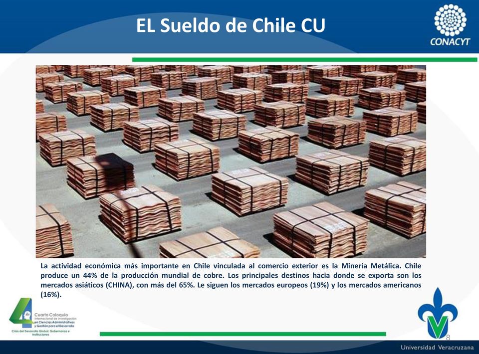 Chile produce un 44% de la producción mundial de cobre.