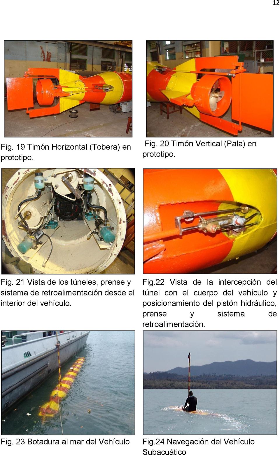 hidráulico, prense y sistema de retroalimentación. Fig. 23 Botadura al mar del Vehículo Fig.