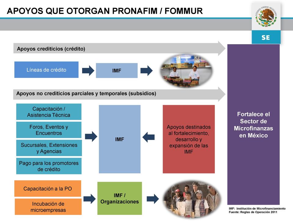 fortalecimiento, desarrollo y expansión de las IMF Fortalece el Sector de Microfinanzas en México Pago para los promotores de crédito