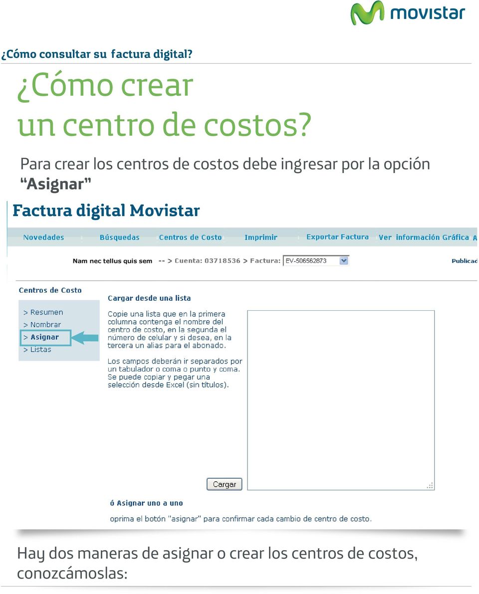 opción Asignar Factura digital Movistar Nam nec tellus