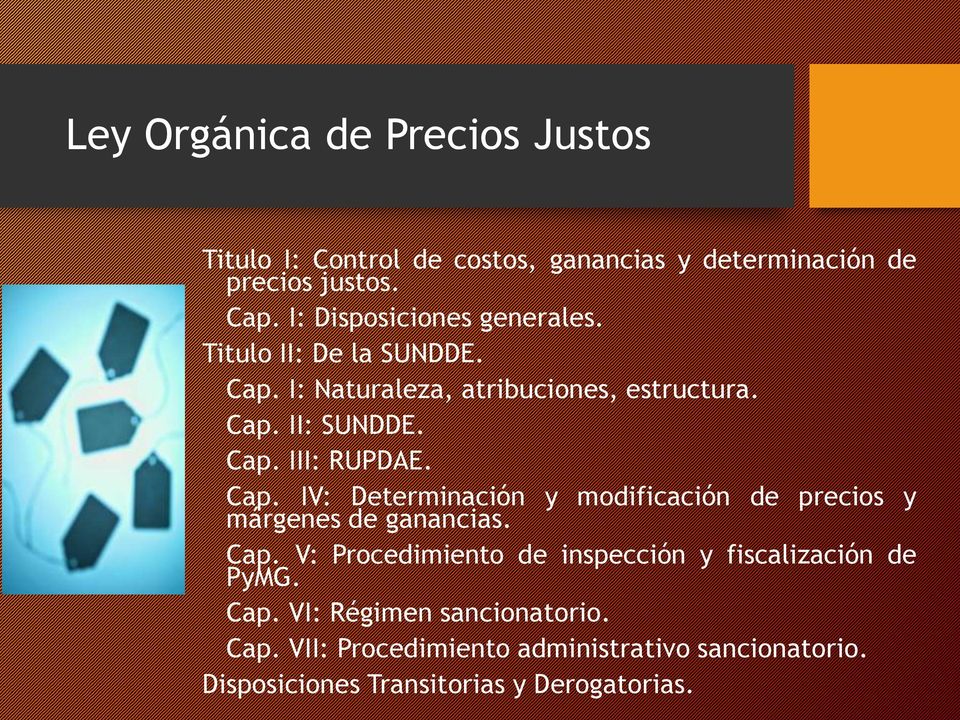 Cap. V: Procedimiento de inspección y fiscalización de PyMG. Cap. VI: Régimen sancionatorio. Cap. VII: Procedimiento administrativo sancionatorio.