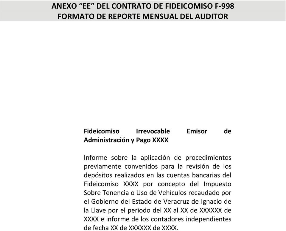 ANEXO EE. Formato de Reporte Mensual del Auditor. - PDF Free Download