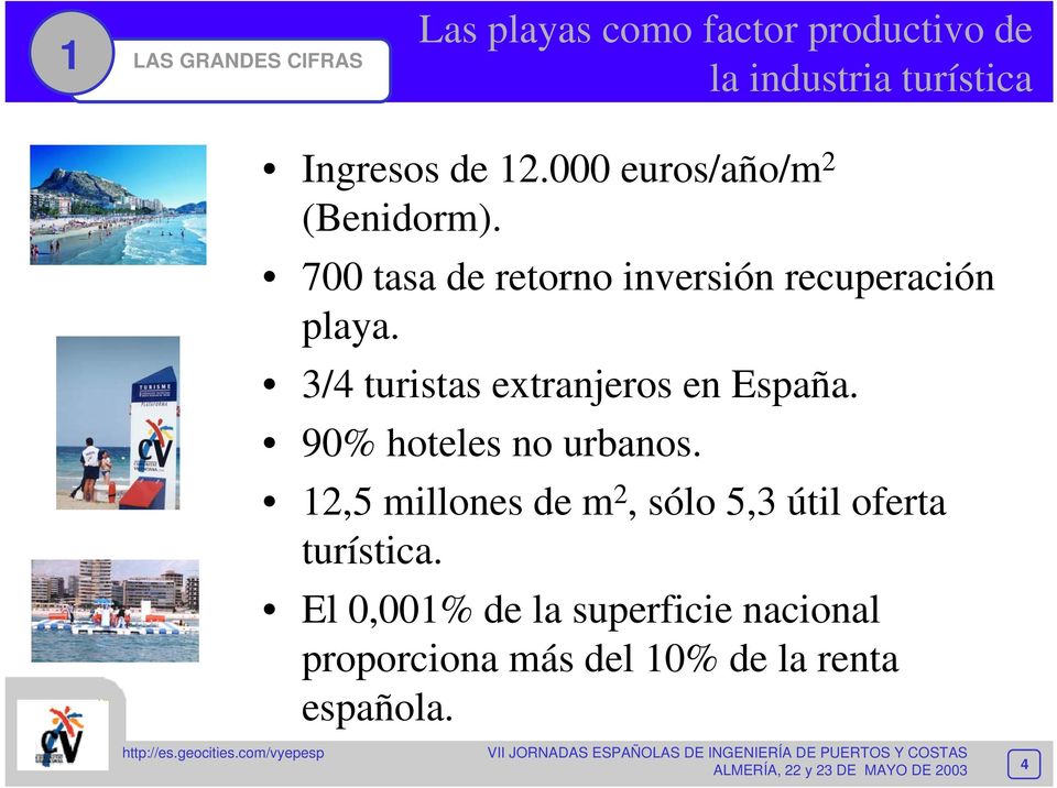 3/4 turistas extranjeros en España. 90% hoteles no urbanos.
