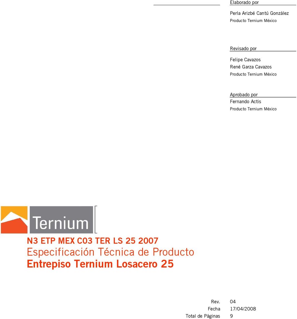 Fernando Actis Producto Ternium México N3 ETP MEX C03 TER LS 25 2007