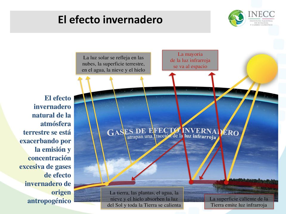 por la emisión y concentración excesiva de gases de efecto invernadero de origen antropogénico La tierra, las plantas, el